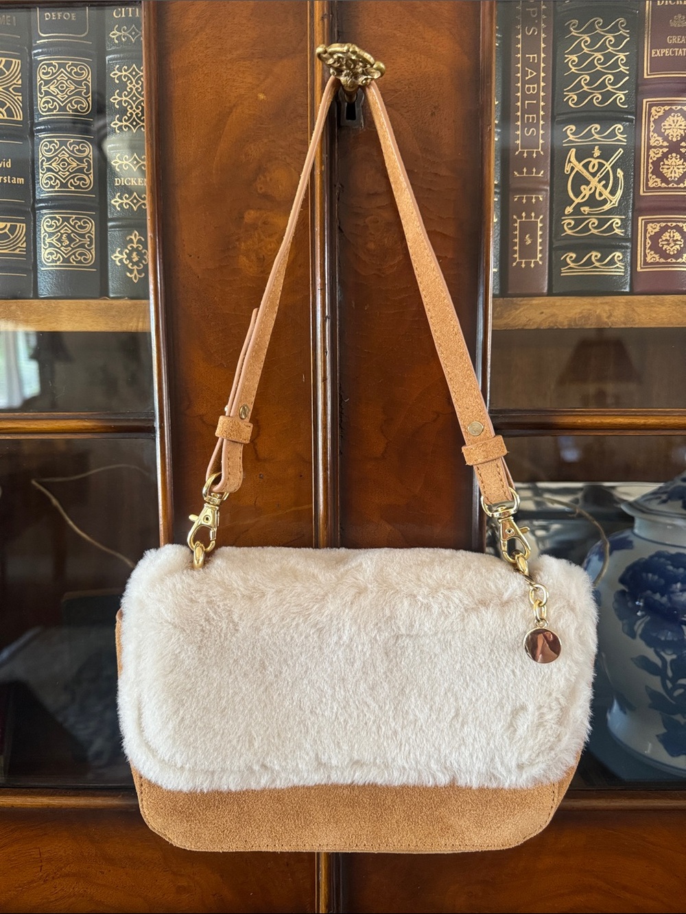 Mark & Graham Sloane Suede and Shearling Shoulder Bag - New! - Picture 2 of 7